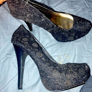 Black Sequin Heels